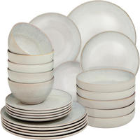 TAFELSERVICE Mare, ineinander stapelbar, Sand - Sandfarben, Keramik (26.5/2.5/26.5cm) - tectake