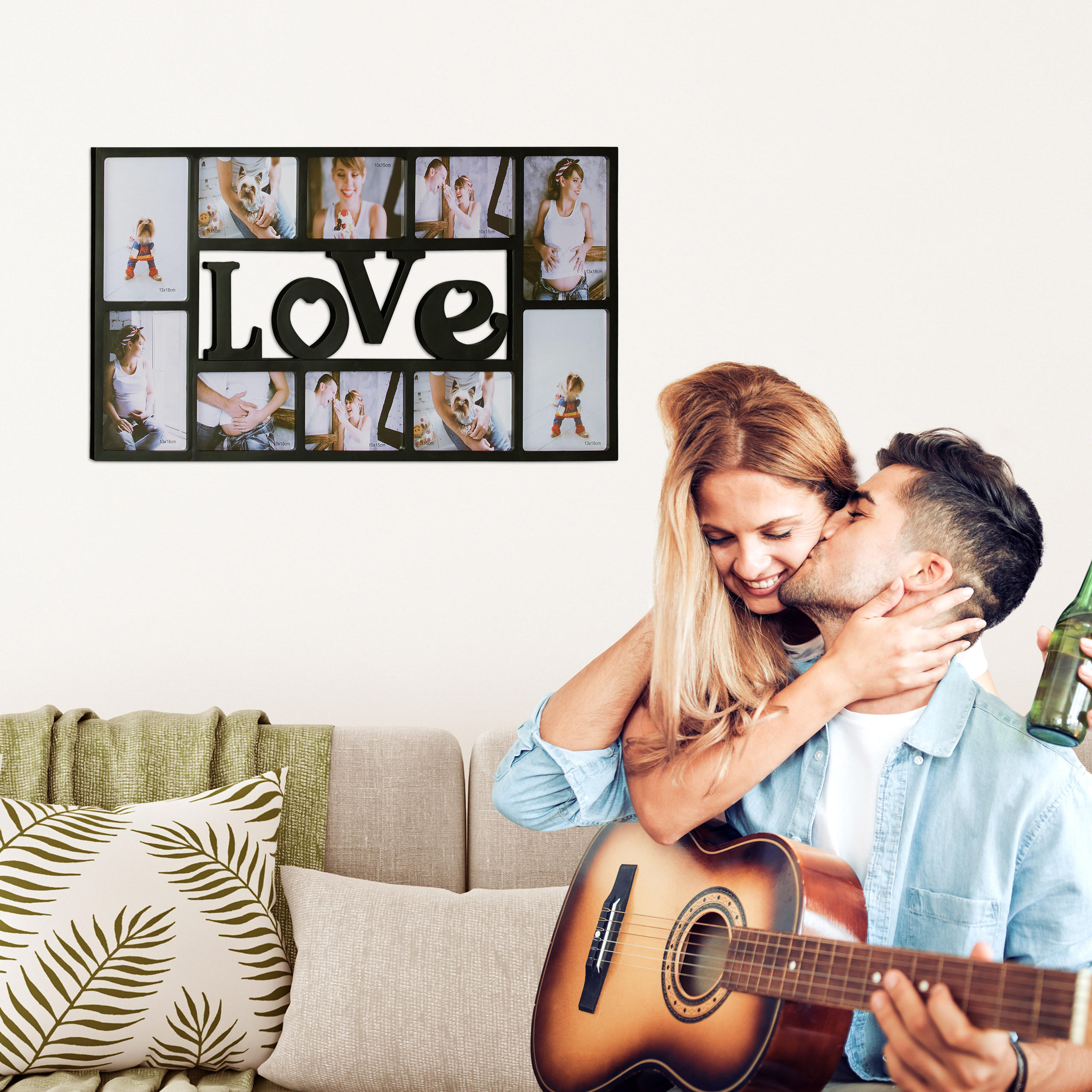 BILDERRAHMEN LOVE - Schwarz, Wellpappe/Kunststoff (36.5/2/72cm) - Relaxdays