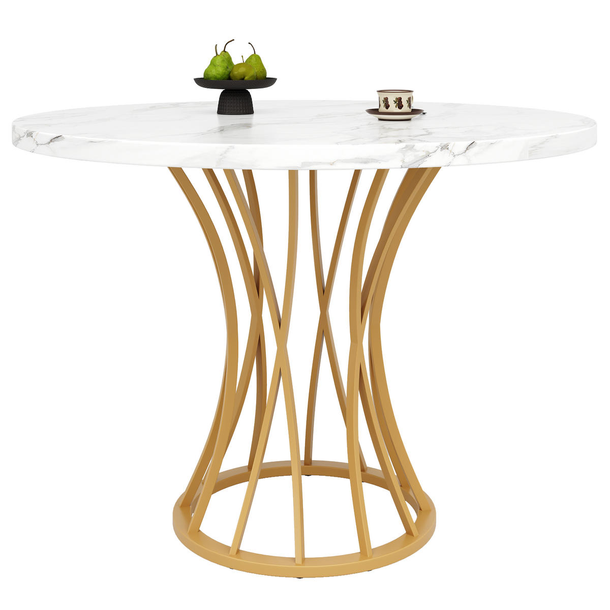 RUNDER ESSTISCH Gold-coloured 80/80/76 cm - Goldfarben, Holz (80/80/76cm) - Urban Meuble