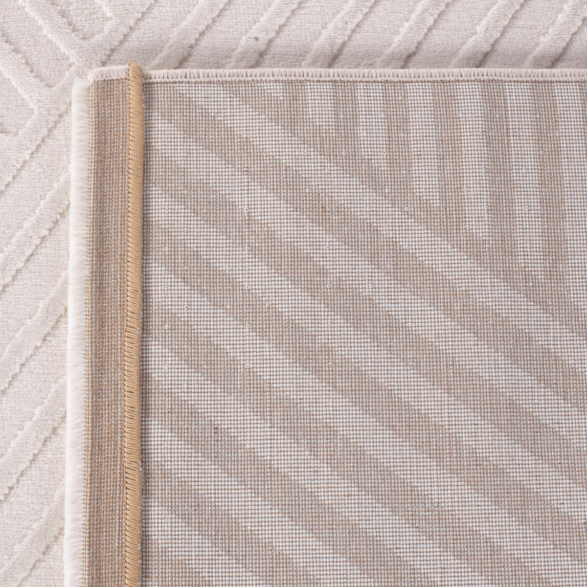 TEPPICH Flur 3D-Effekt Pflegeleicht Waschbar Wohnzimmer OEKO-TEX Creme 80x150 cm Gekettelt – ILLER - Beige, Textil (80/150cm) - KADIMA DESIGN