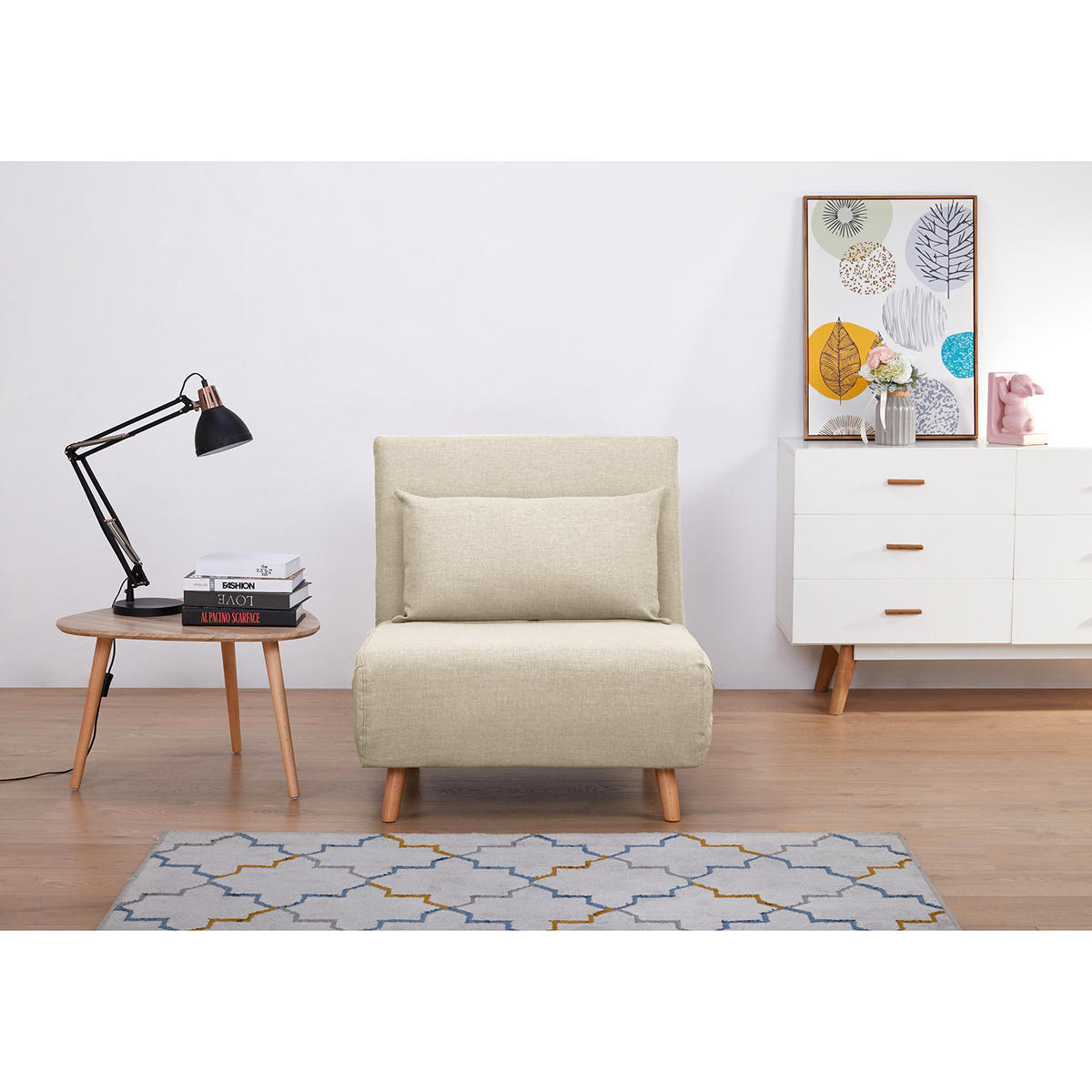 SCHLAFSESSEL - Textil / Teilmassivholz - Buchefarben/Cappuccino, Holz/Buchenholz (77/81/90cm) - home24