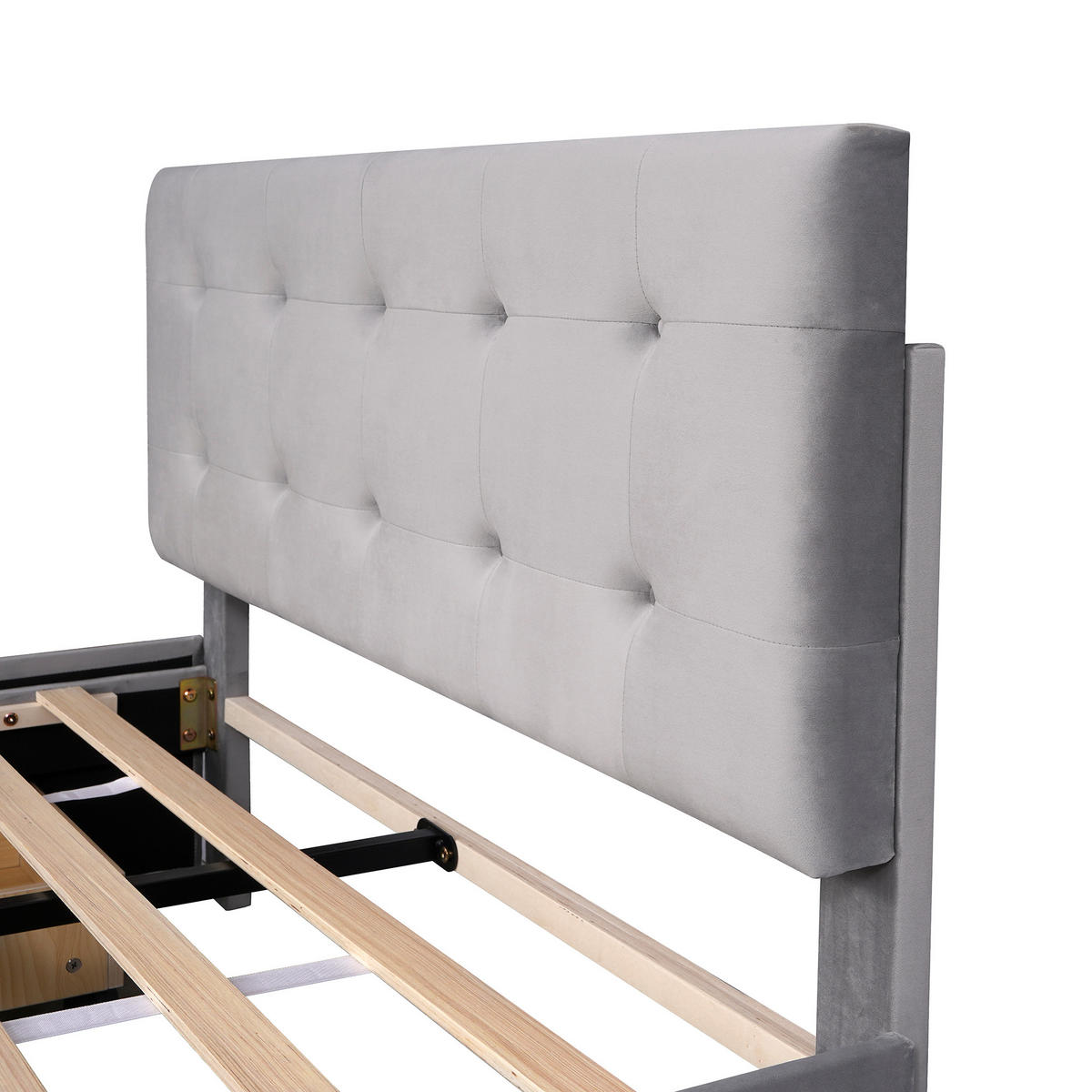 POLSTERBETT 140/200 cm DE-01158, in Grau, mit 4 Schubladen - Grau, Metall (140/200cm) - ComfortXL