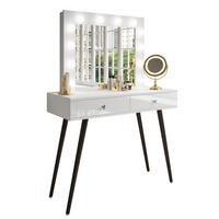 SCHMINKTISCH SIENNA LOFT mit Schubladen - Weiß Hochglanz/Schwarz, Holzwerkstoff (100/81/42cm)