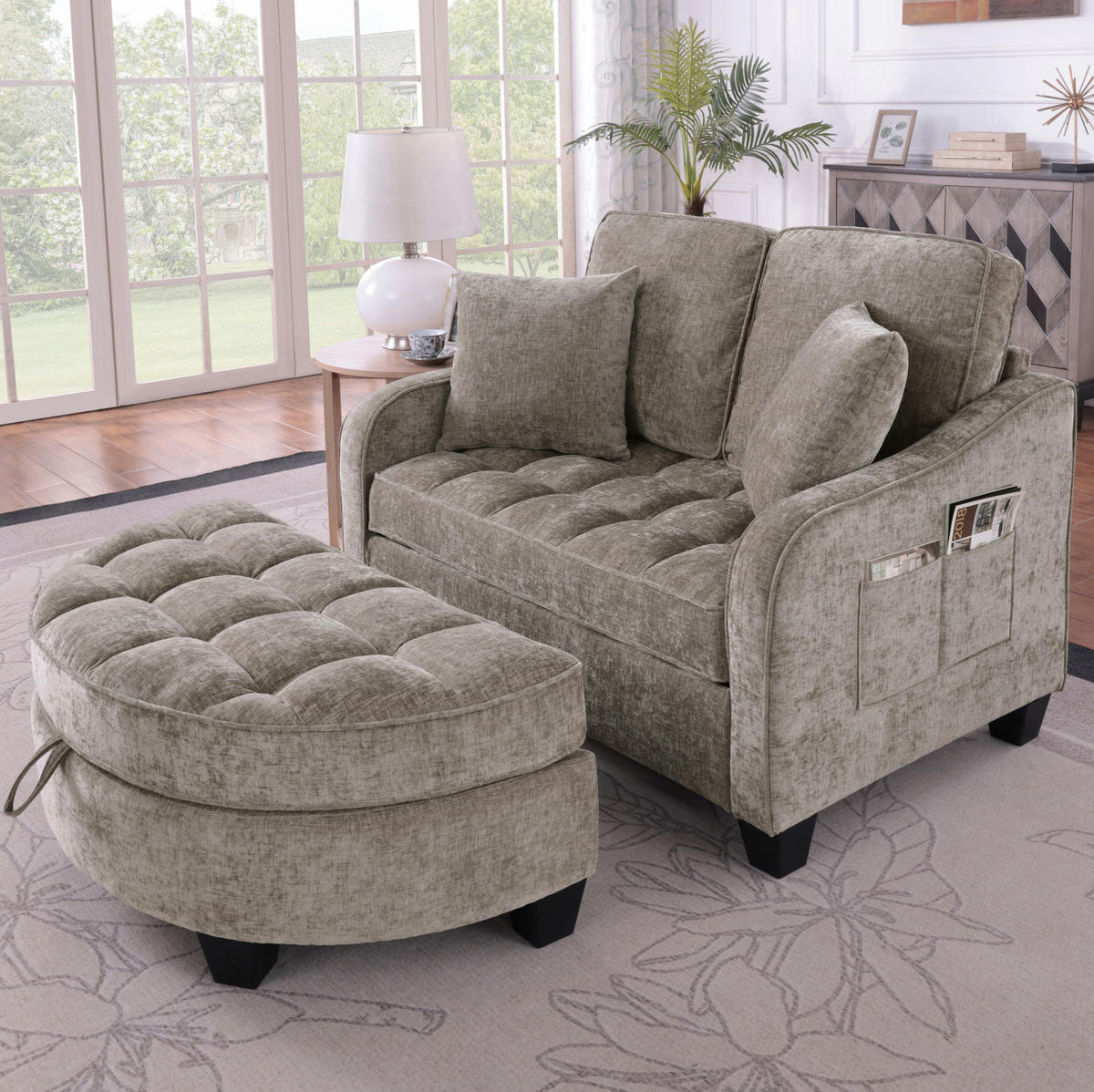 RÉCAMIERE 2-in-1 mit Aufbewahrungshocker ca. 132 x 129 x 93 cm Braun - Braun, Holzwerkstoff (129/93/132cm) - Meubliv