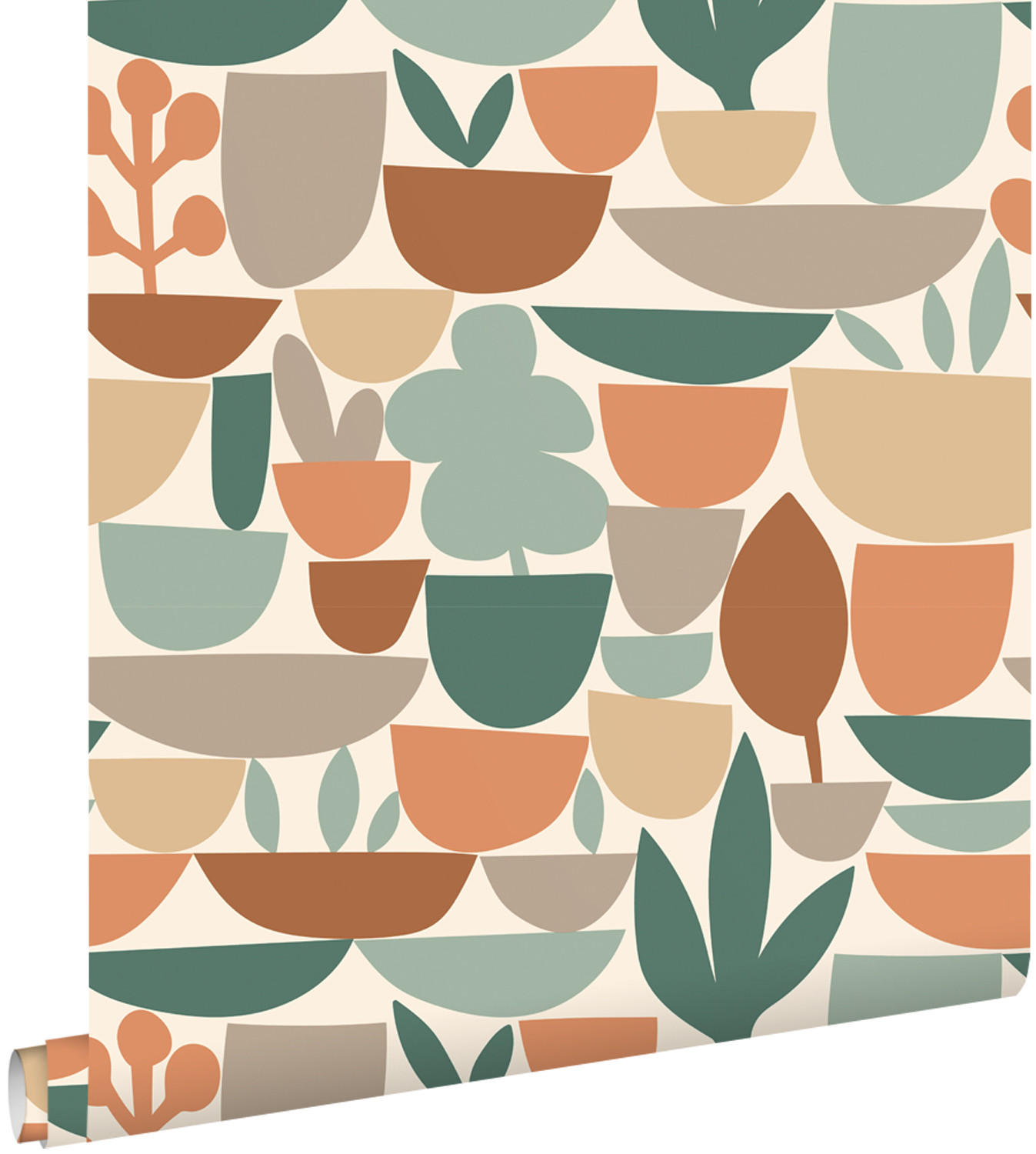 TAPETE Keramik und Pflanzen 50 x 900 cm - Terracotta, Papier (50/900cm) - ESTAhome