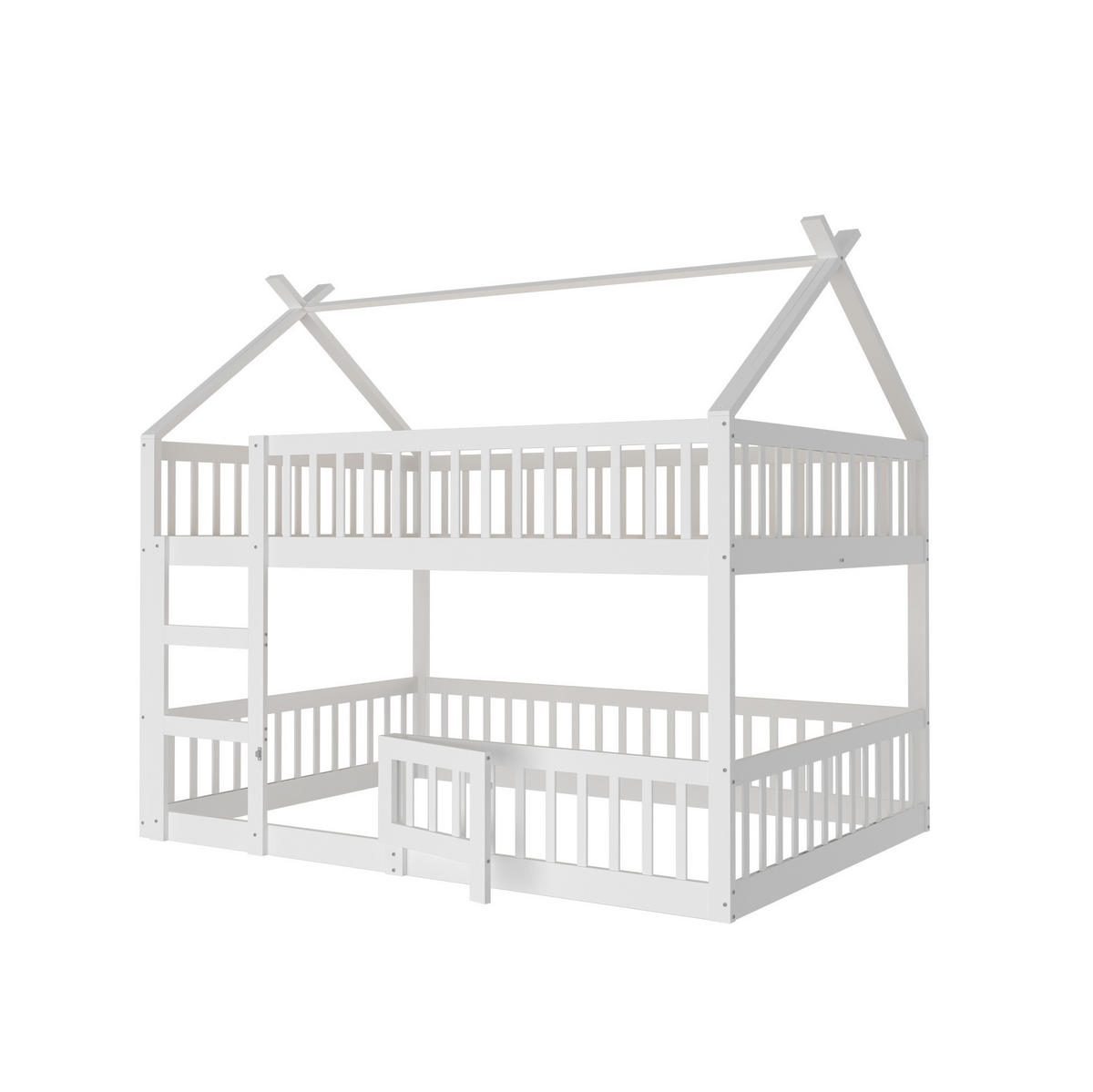 ETAGENBETT 140/200 cm Weiß mit Treppe aus Massivholz - Weiß, Holz (140/200cm) - MIVRAY