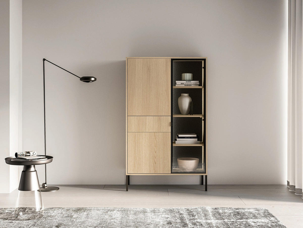 VITRINE – 92 cm – Barnee – Kaschmir - Kaschmir, Holzwerkstoff (92/150/40cm) - hi-markt