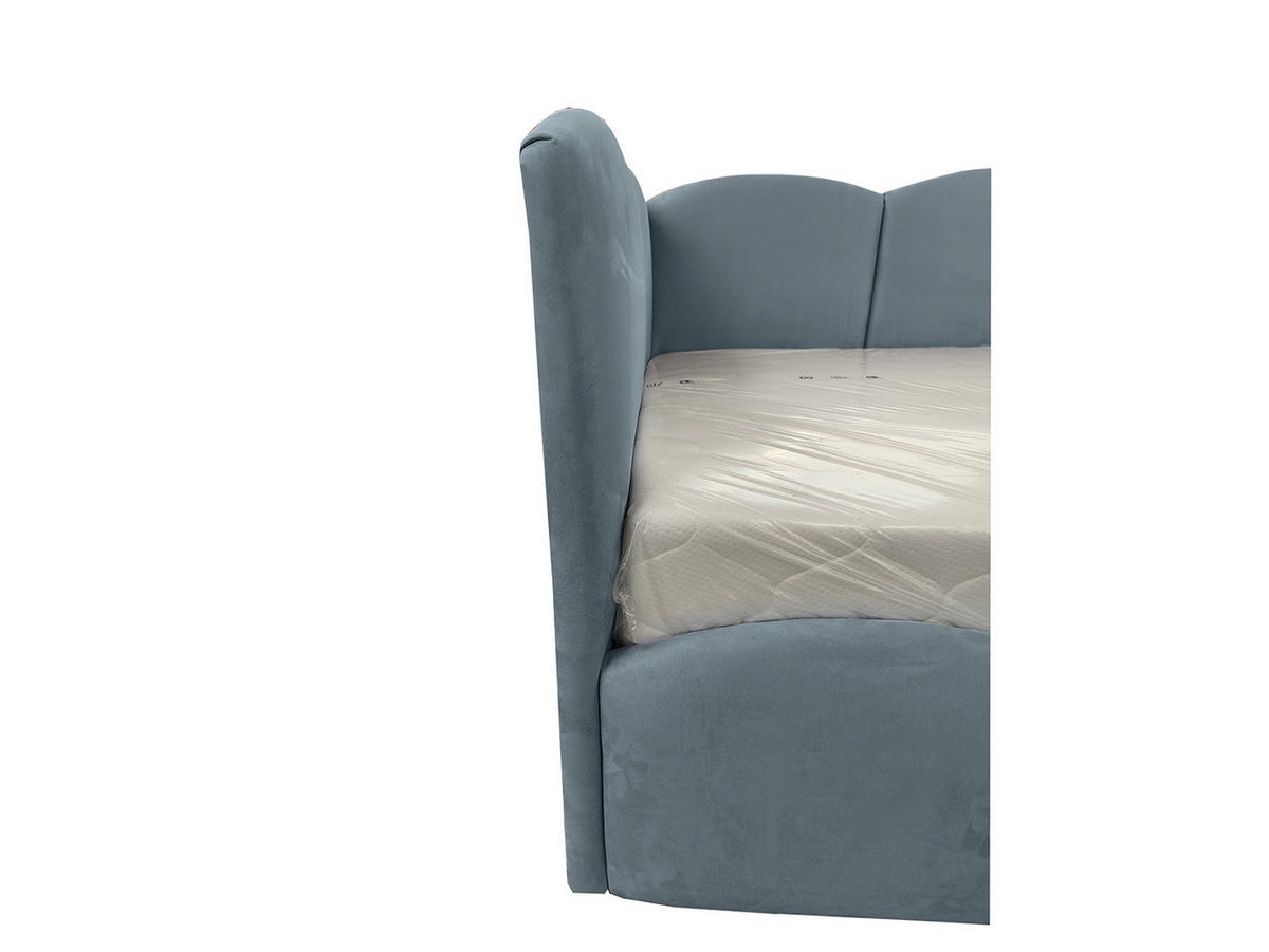 KINDERBETT TIM 90x200 links Hellblau mit Bettkasten & Rausfallschutz - Hellblau, Textil (90/200cm) - KS Home Concept