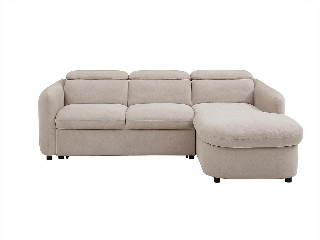 ECKSOFA - Ecke rechts - Schlafsofa - Stoff - Beige - RAVIELA - Beige, Textil (186/238cm) - Vente-Unique