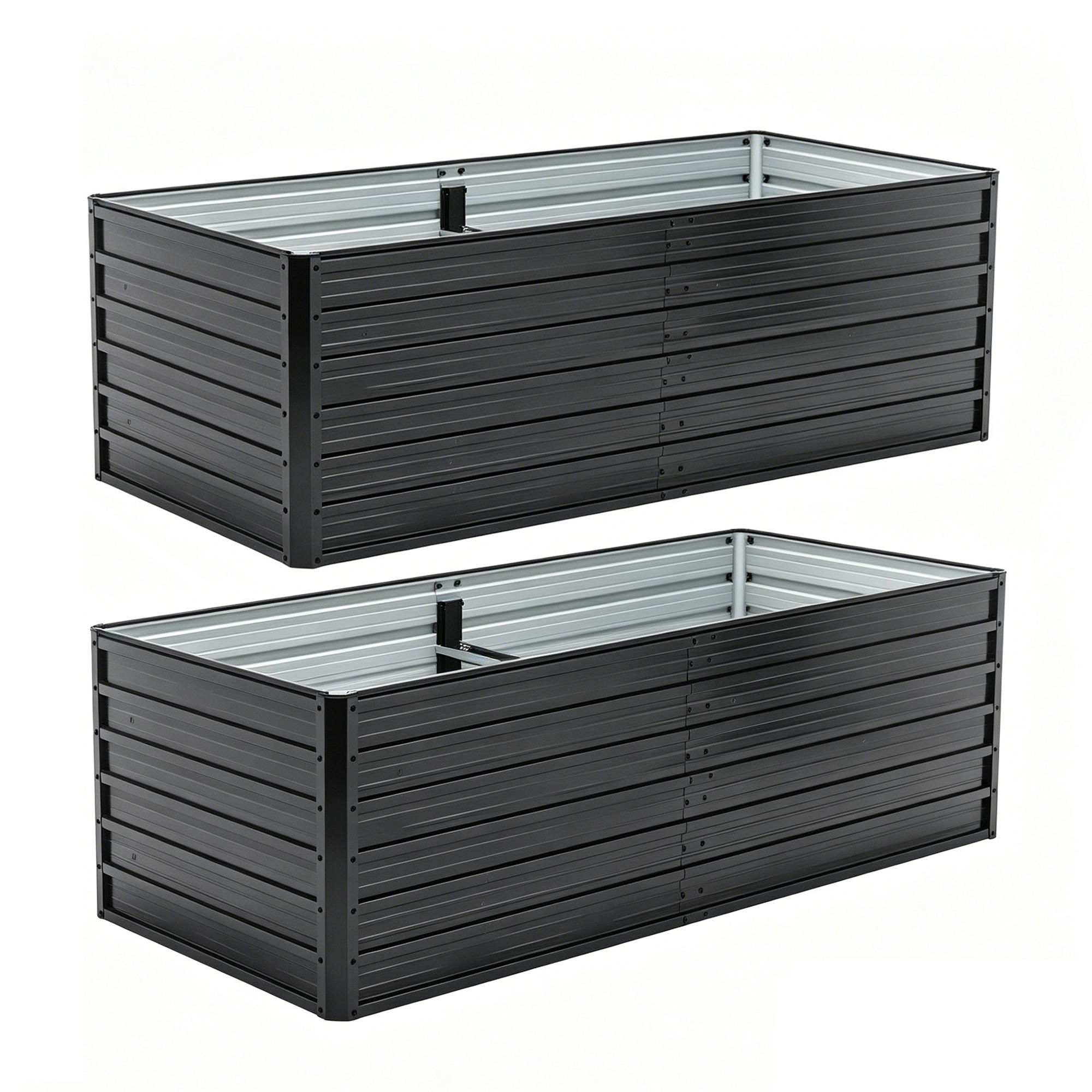 HOCHBEET 190/90/64 cm Schwarz (2 Stück) - Schwarz, Metall (90/64/190cm) - Oxeza