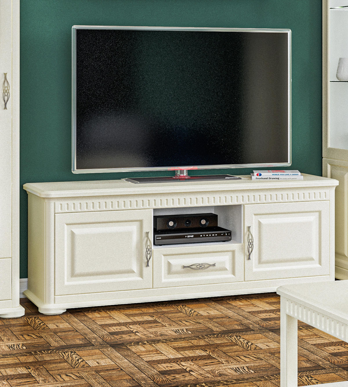 LOWBOARD Marseille cremefarben 164 / 49 / 61cm - Creme, Holzwerkstoff (164/61/49cm) - Feldmann-Wohnen