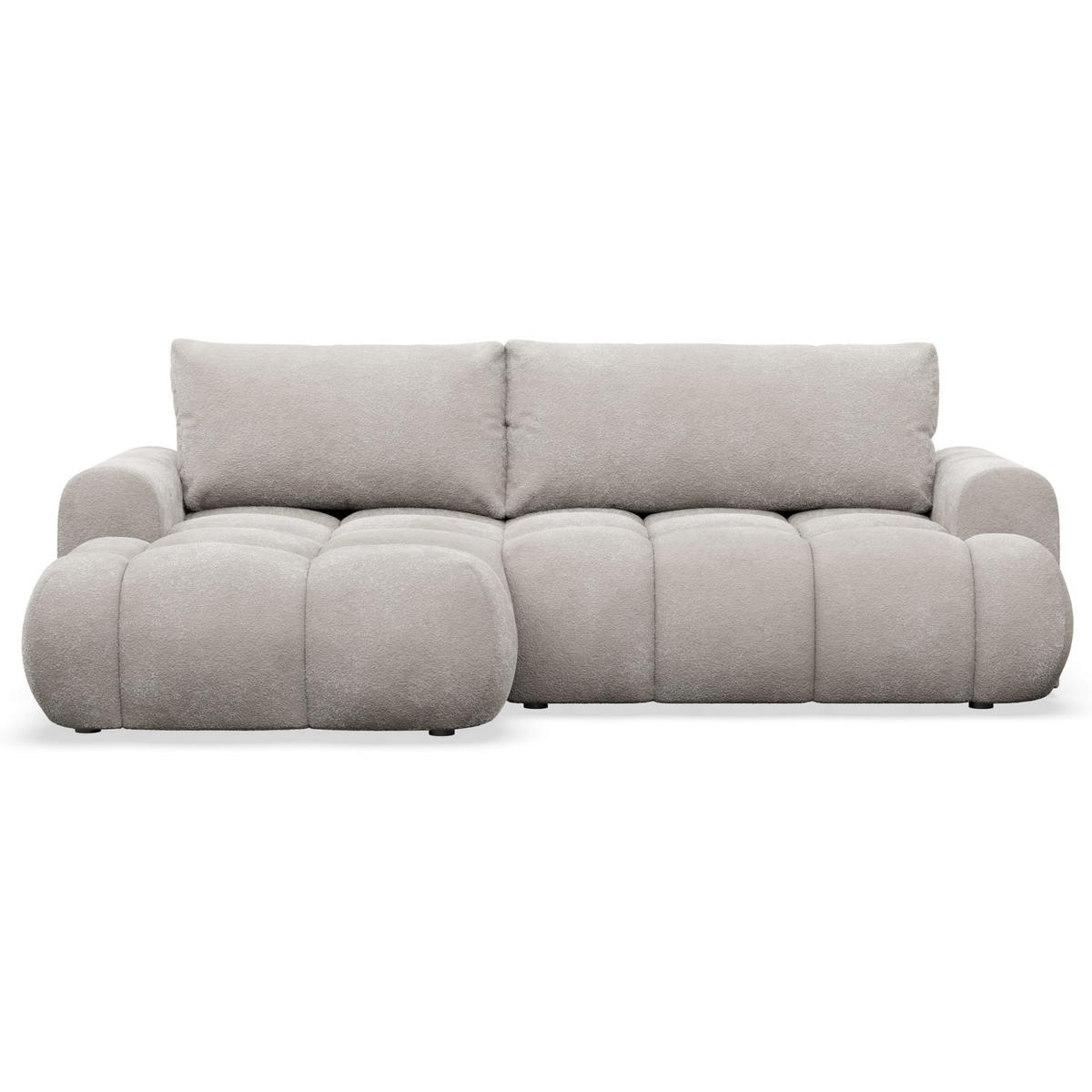 ECKSOFA Ombo Mini, Graubeige Bouclé, linksseitig - Taupe/Schwarz, Kunststoff/Textil (256/155cm) - Selsey