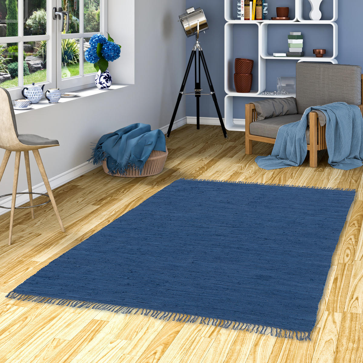 BAUMWOLLE NATUR TEPPICH JOLLY COTTON - Dunkelblau, Textil (70/140cm) - Pergamon