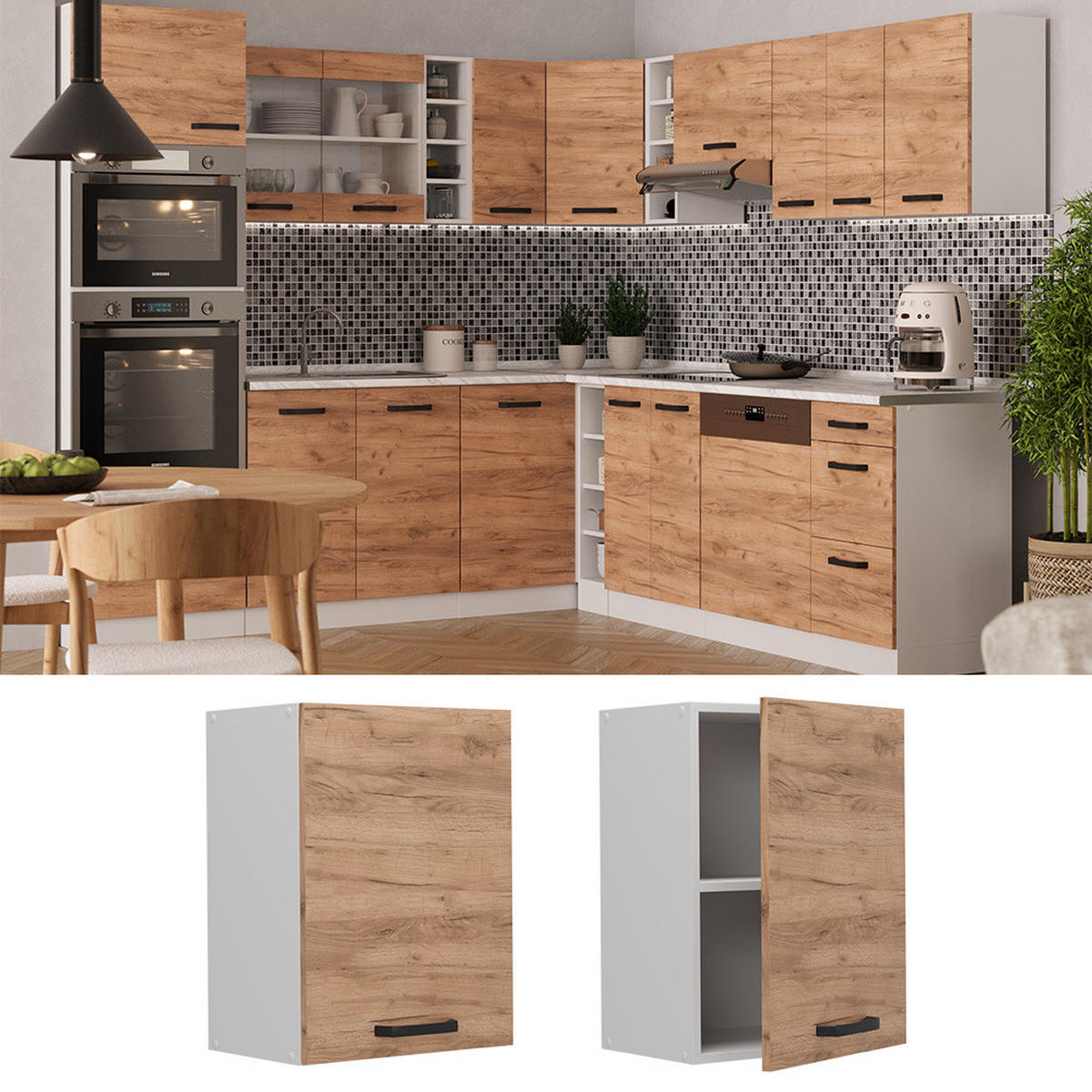 HÄNGESCHRANK R-Line Goldkraft Eiche 45 cm - Honigeiche/Eiche Wotan, Holzwerkstoff (45/60/31cm) - Vicco