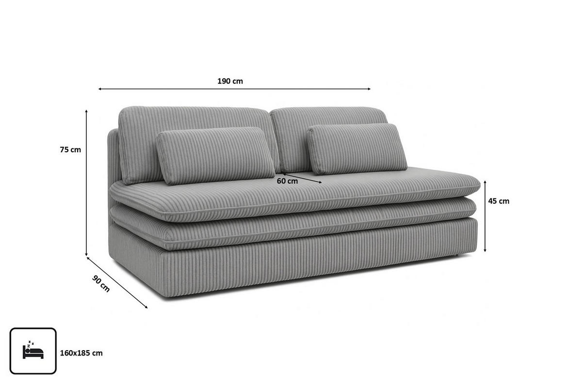SCHLAFSOFA Mit Bettkasten OLIA, Stoff Poso, Hellgrau - Hellgrau, Holz (190/75/90cm) - Kaiser Möbel