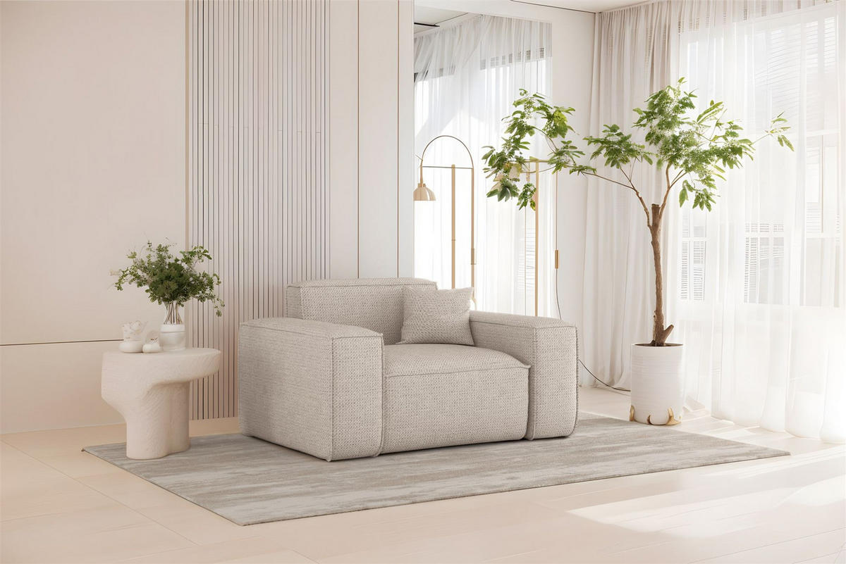 SOFASET Celes Premium 3-2-1 In Artico - Creme, Holzwerkstoff/Textil (218/73/90cm) - Fun Möbel