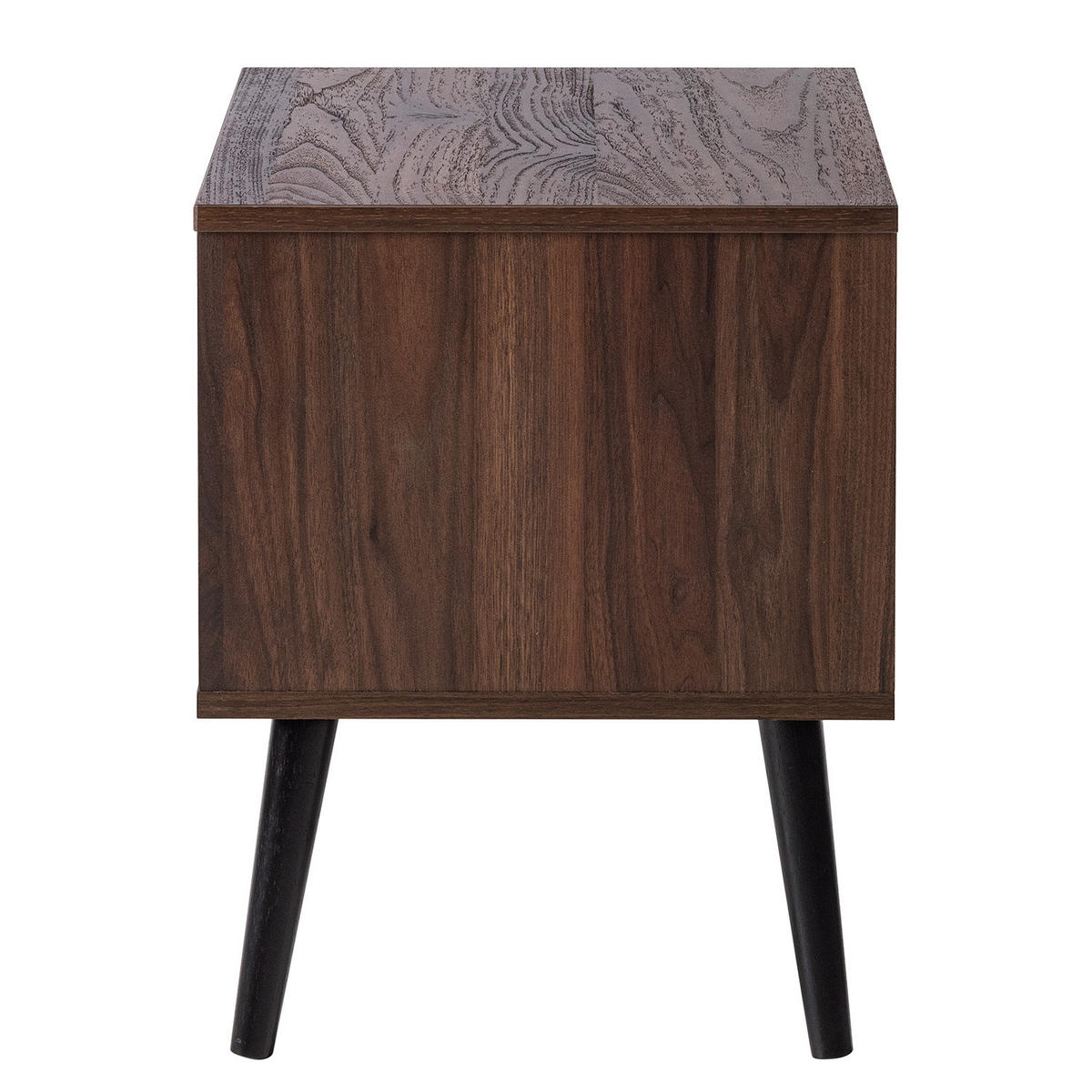 NACHTKOMMODE mit 1 schublade - Walnuss Dekor - Walnussfarben/Schwarz, Holzwerkstoff (50/49/39cm) - home24