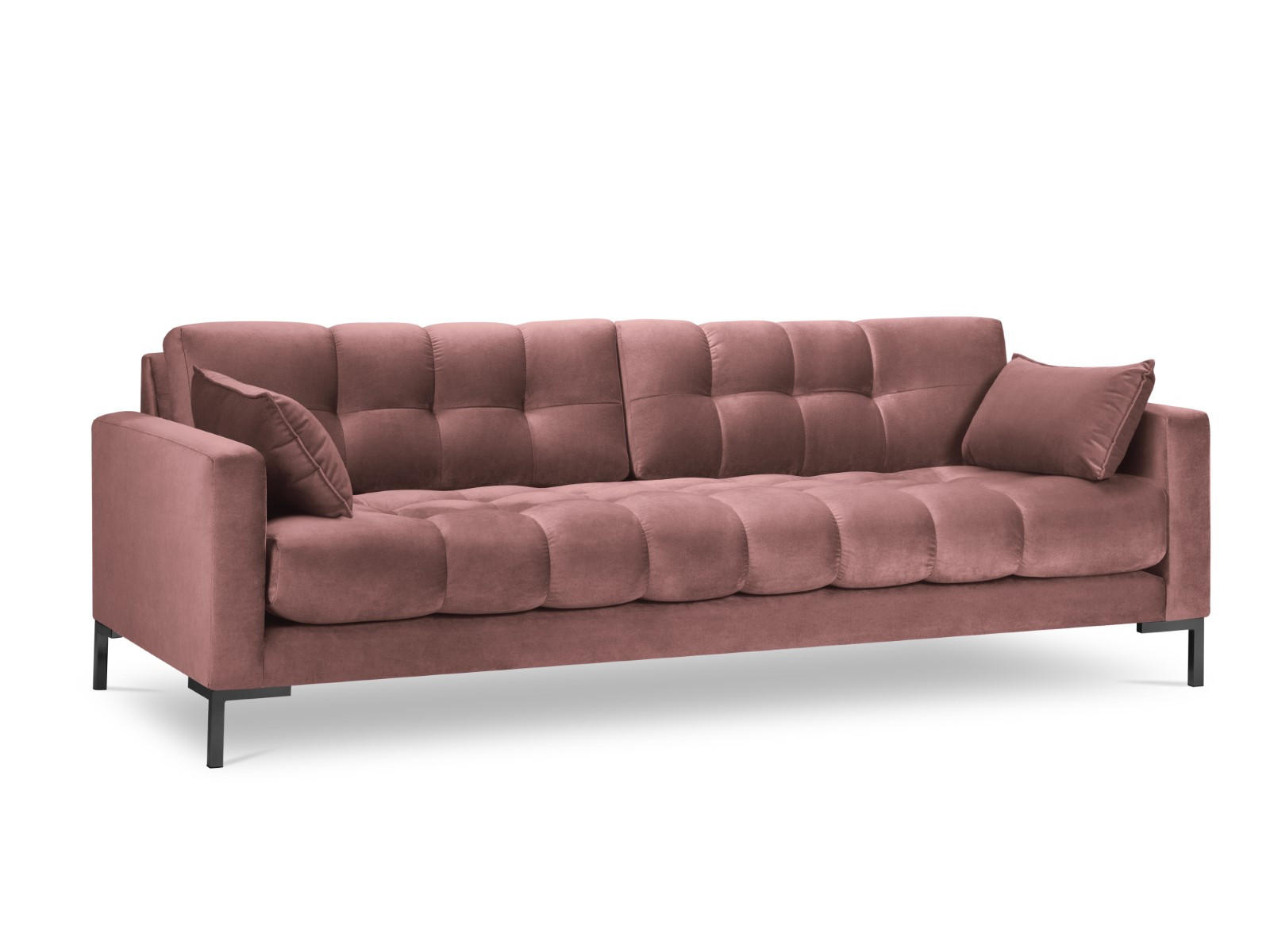 SOFA Mamaia aus Samt rosa 4 Sitzplätze - Pink, Textil (92/75/217cm) - Micadoni