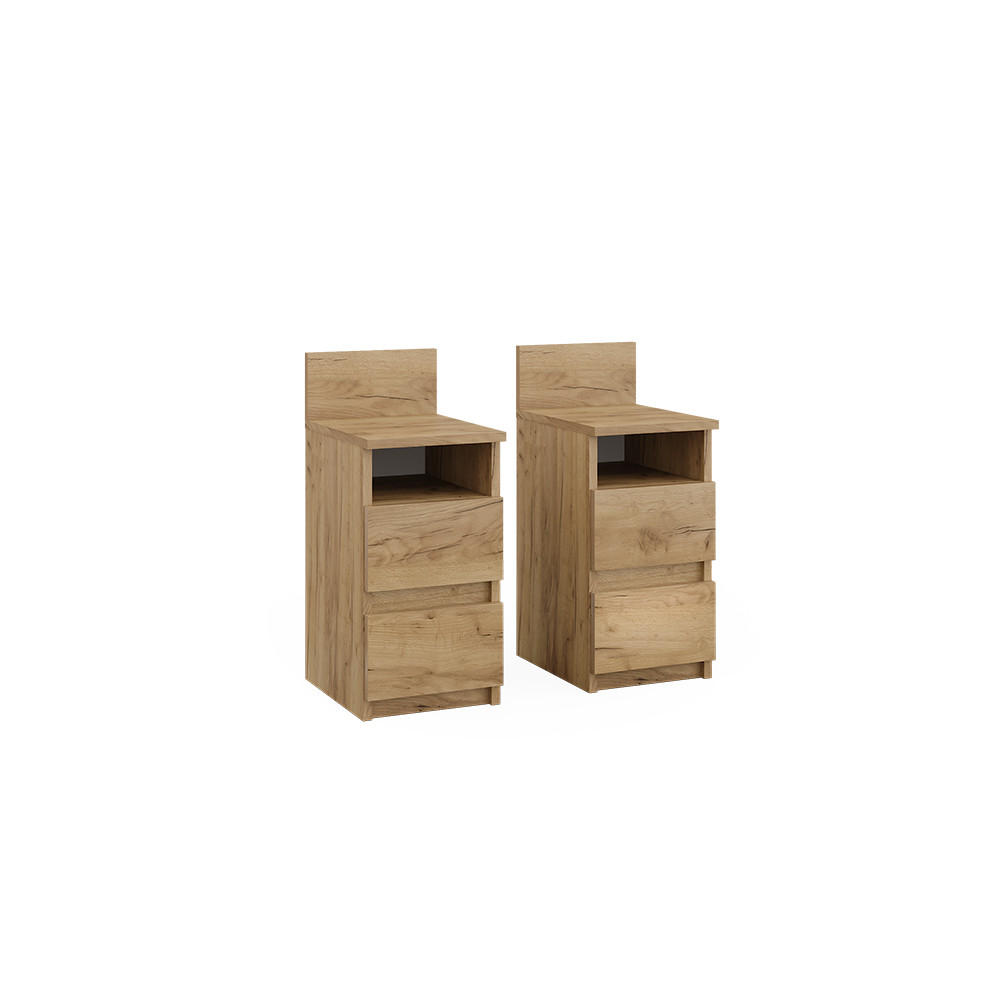 NACHTTISCH Monty Goldkraft Eiche 25 x 59.1 cm 2er Set - Eiche Wotan, Holzwerkstoff (25/59.1/32.3cm) - Vicco