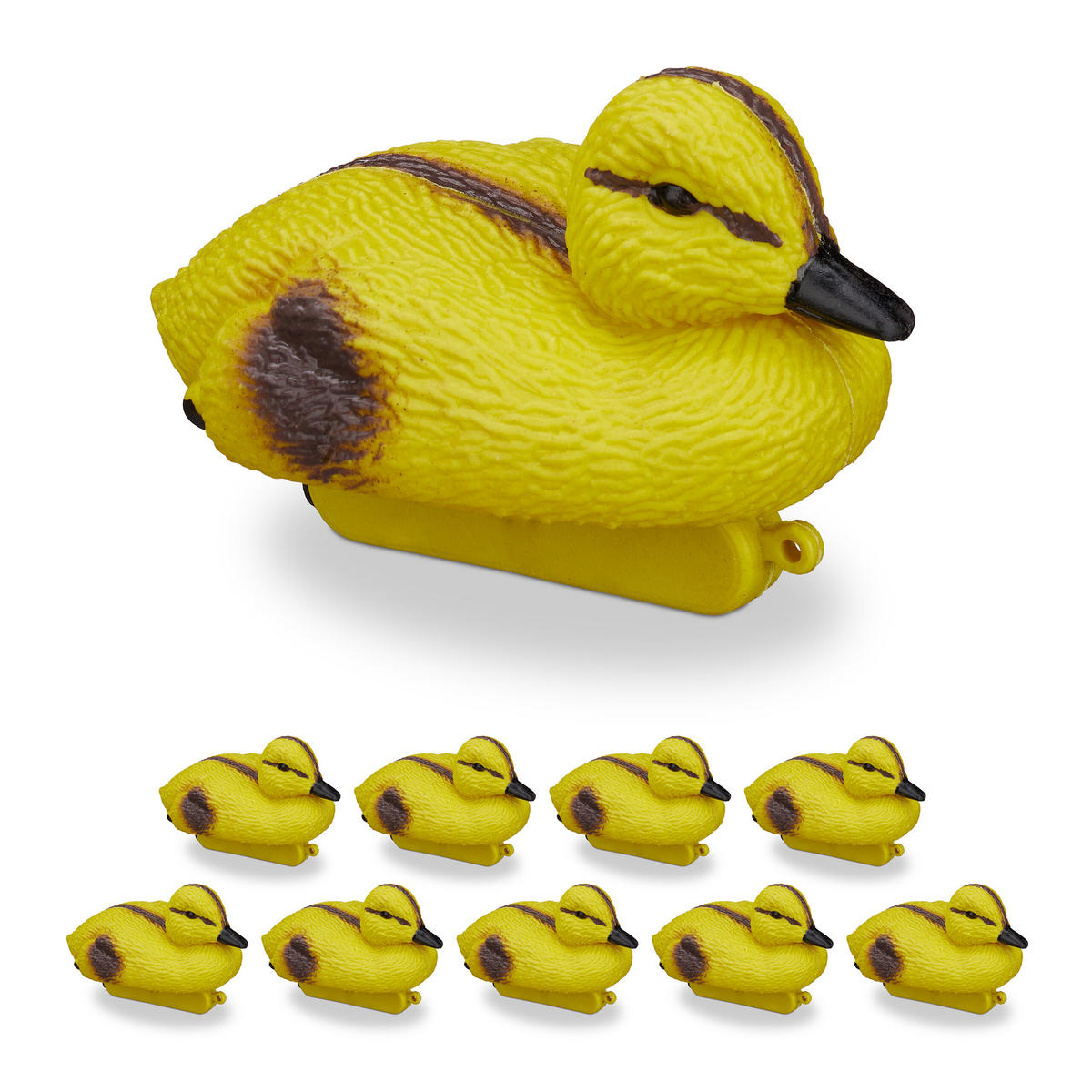 10XTEICHENTE - Gelb, Kunststoff (12.5/6.5/7cm) - Relaxdays