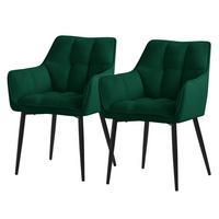 ESSZIMMERSTUHL 2er Set dunkelgrün - Dunkelgrün, Textil (63/90/57cm) - ML-DESIGN