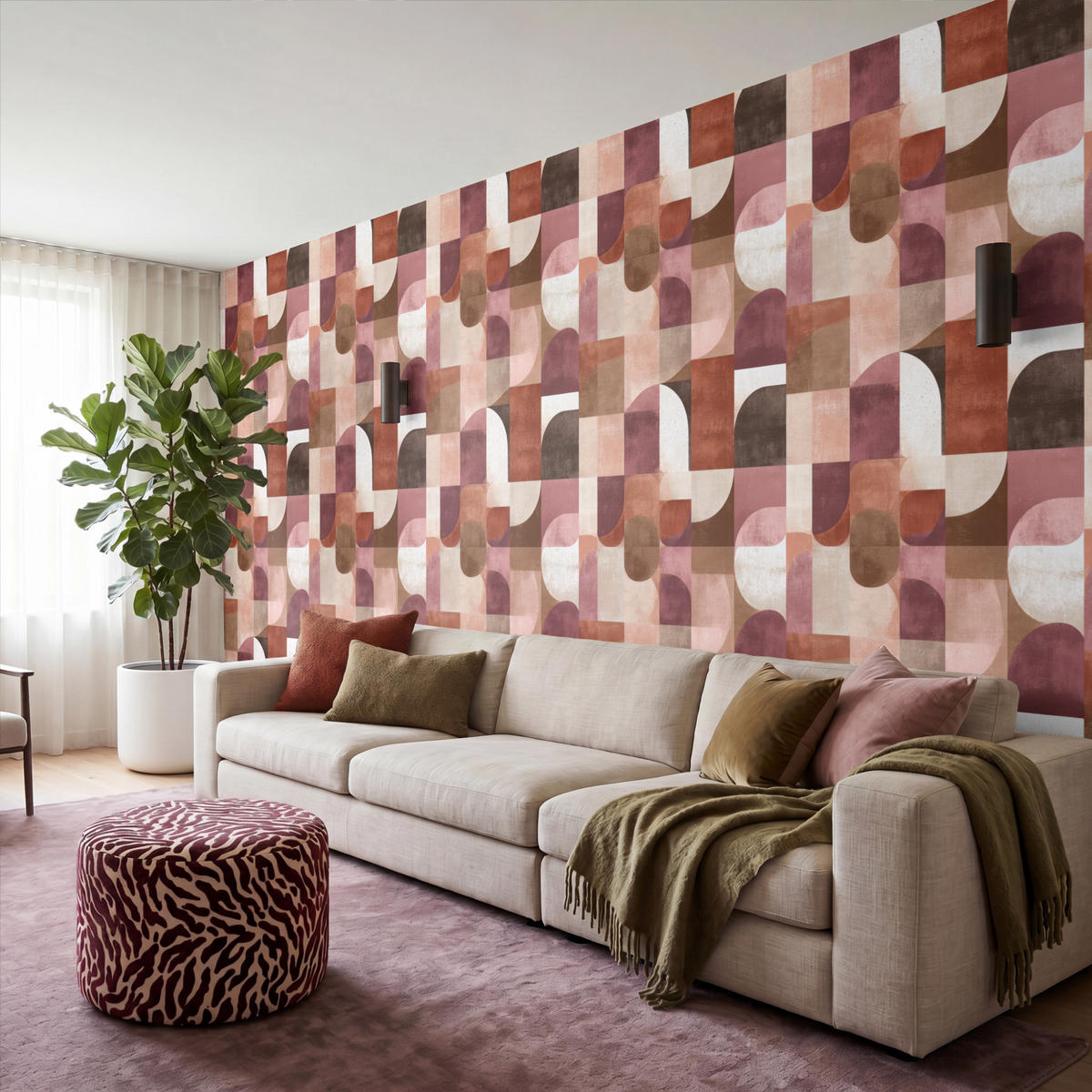 TAPETE - Geometrie - Modern - Retro - 400x200 cm - Multicolor, Papier (400/200cm) - OnlyWow