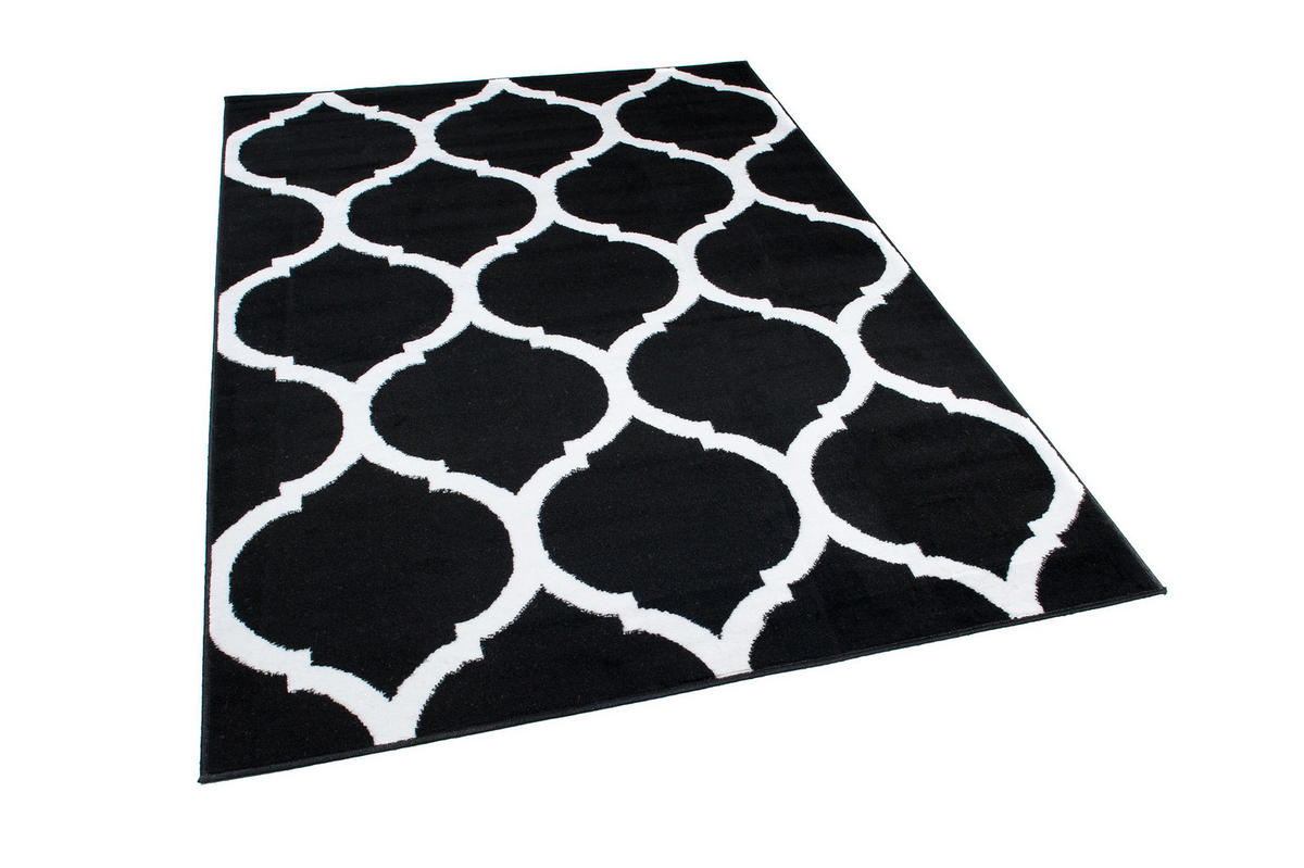 TEPPICH LUXURY Schwarz Marokkanisch Rauten 140/200 cm - Schwarz, Textil (140/200cm) - Tapiso