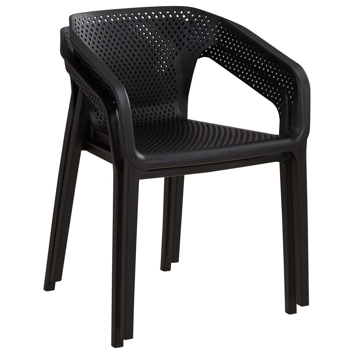 GARTENSTUHL 2er-Set Kunststoff Schwarz mit Armlehnen - Schwarz, Kunststoff (110/75/54cm) - Homestyle4u