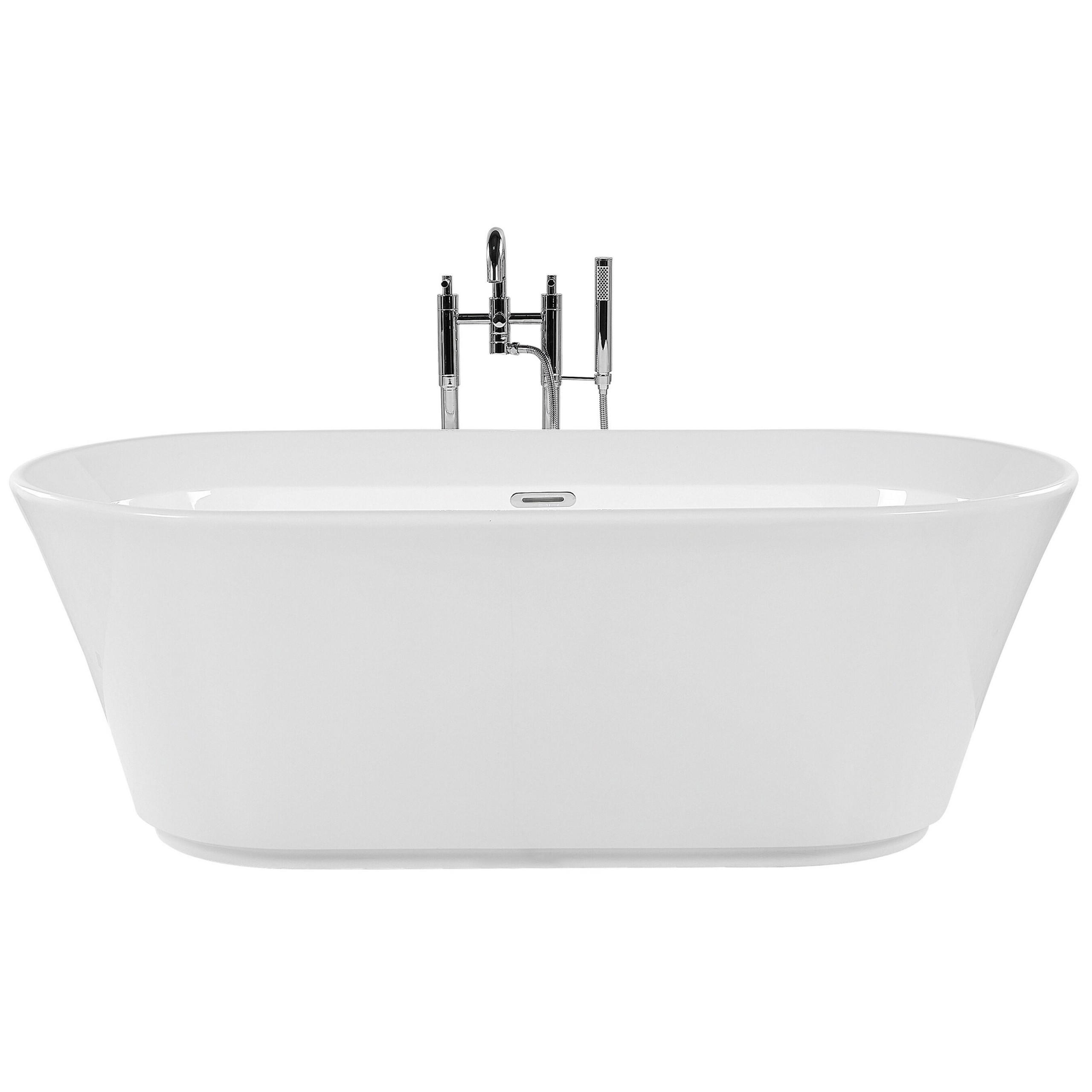 BADEWANNE FREISTEHEND 80x170x59 cm weiß Ovalle - Weiß, Kunststoff (80/59/170cm) - Beliani