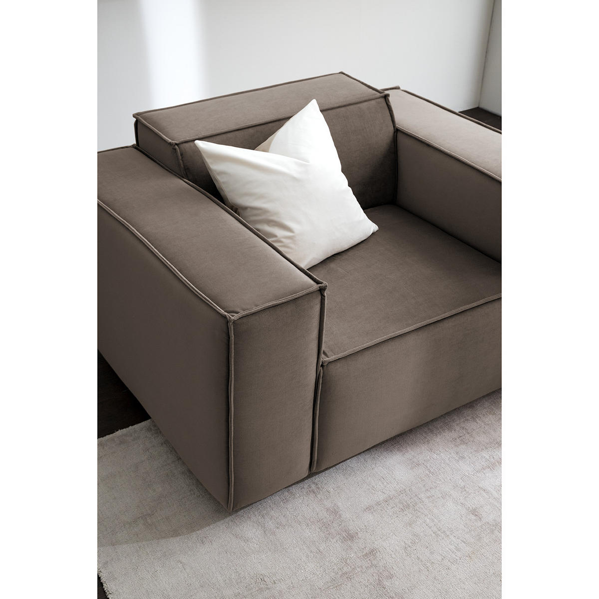 SESSEL - Taupe/Schwarz, Kunststoff/Textil (120/70/96cm) - home24