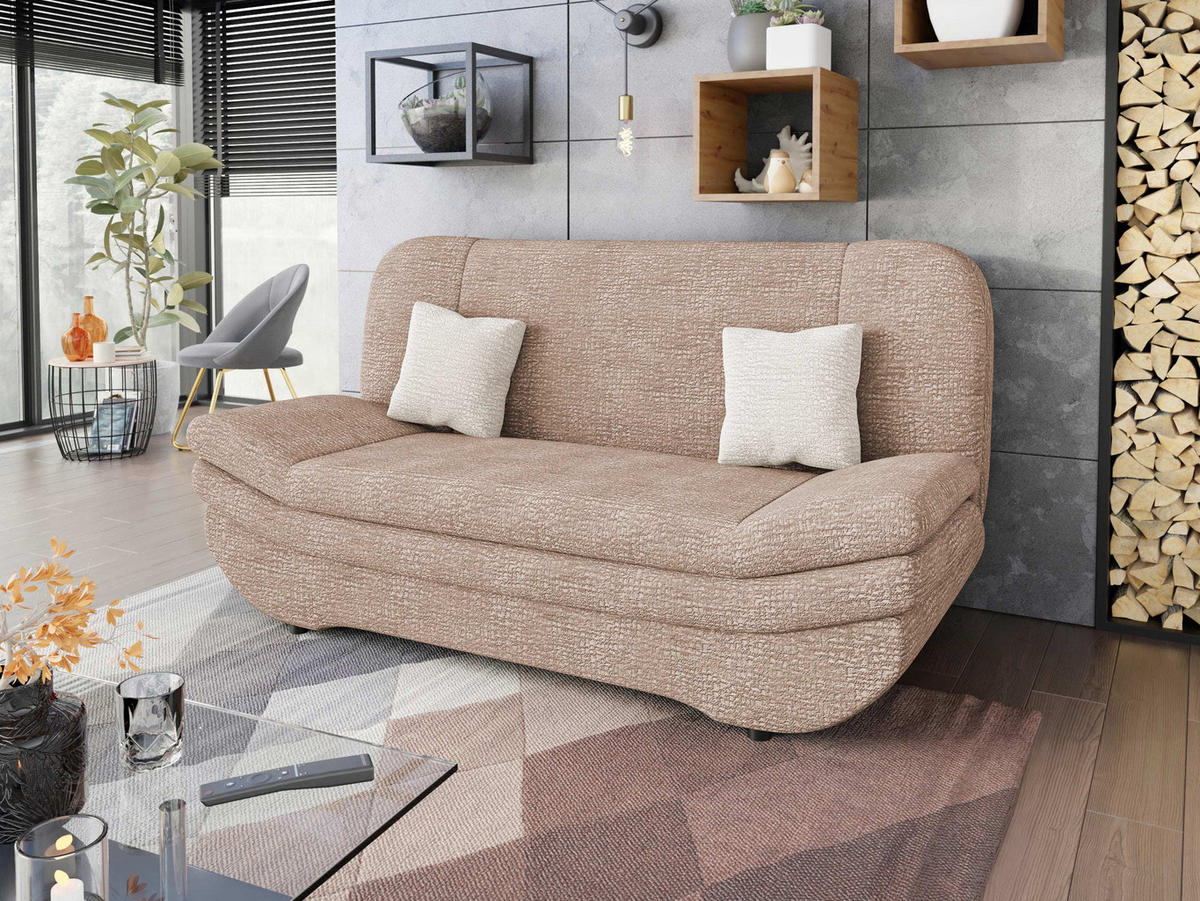 SCHLAFSOFA Weronika Premium - Hellbraun/Schwarz, Holz/Kunststoff (200/95/90cm) - MIRJAN24