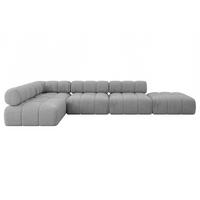 ECKSOFA modulares Sofa Favio-L2 - 380x190x70 cm Hellgrau Velours - Hellgrau, Holzwerkstoff/Textil (380/190cm) - ALTDECOR