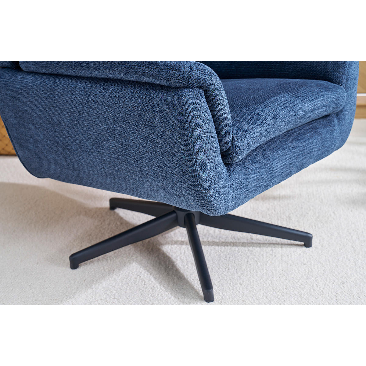 SESSEL drehbar Stoff Dunkelblau Metall JONAH - Dunkelblau, Textil (89.5/105/76cm) - Miliboo