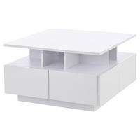 COUCHTISCH Weiß 70/70/40 cm mit LED-Beleuchtung - Weiß, Holzwerkstoff (70/70/40cm) - PANGIVO