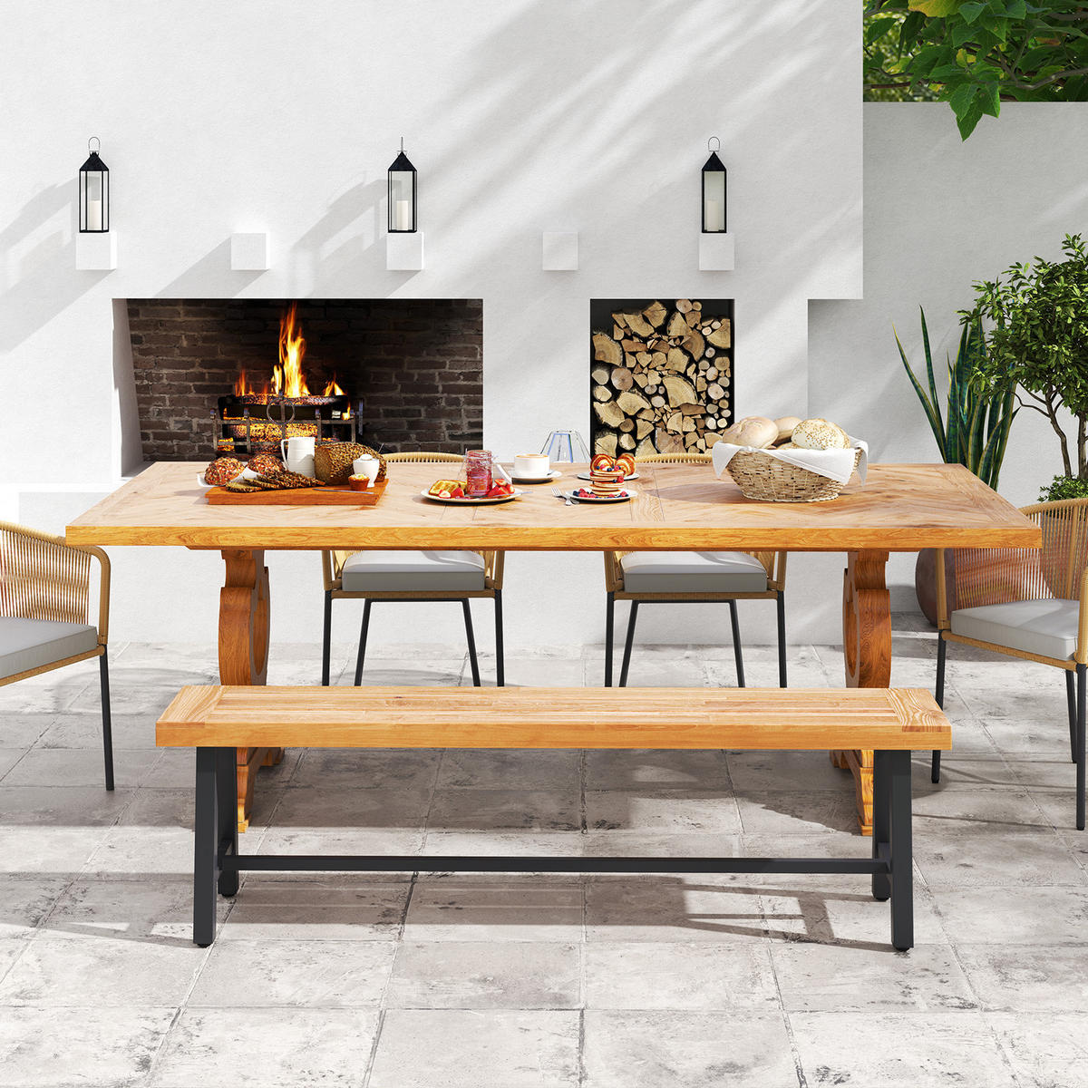 BIERGARTENBANK Natur - Naturfarben, Holz (32/45/160cm) - COSTWAY