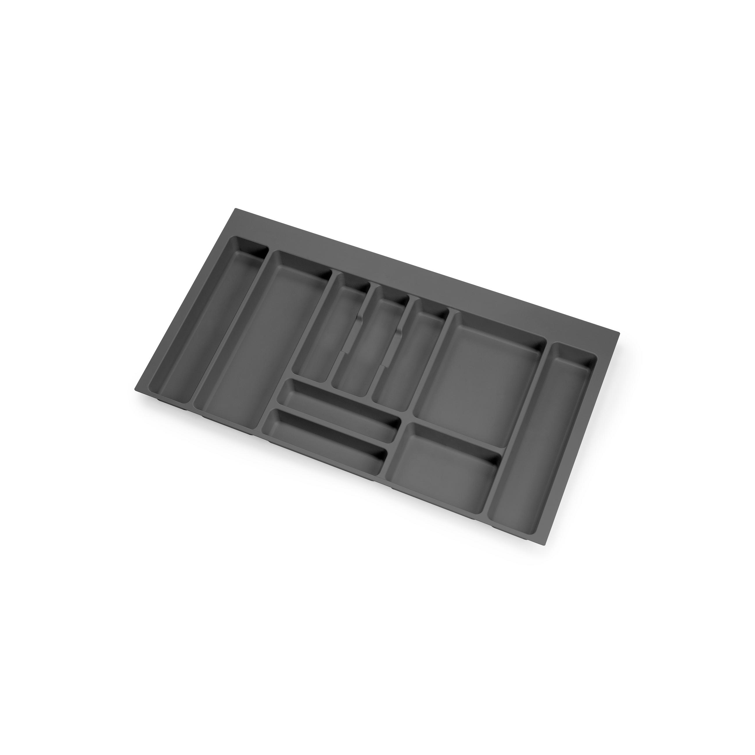 BESTECKEINSATZ Optima für Universalschublade, Modul 900mm, Kunststoff, Anthrazitgrau - Anthrazit, Kunststoff (50.2/6/87cm) - EMUCA