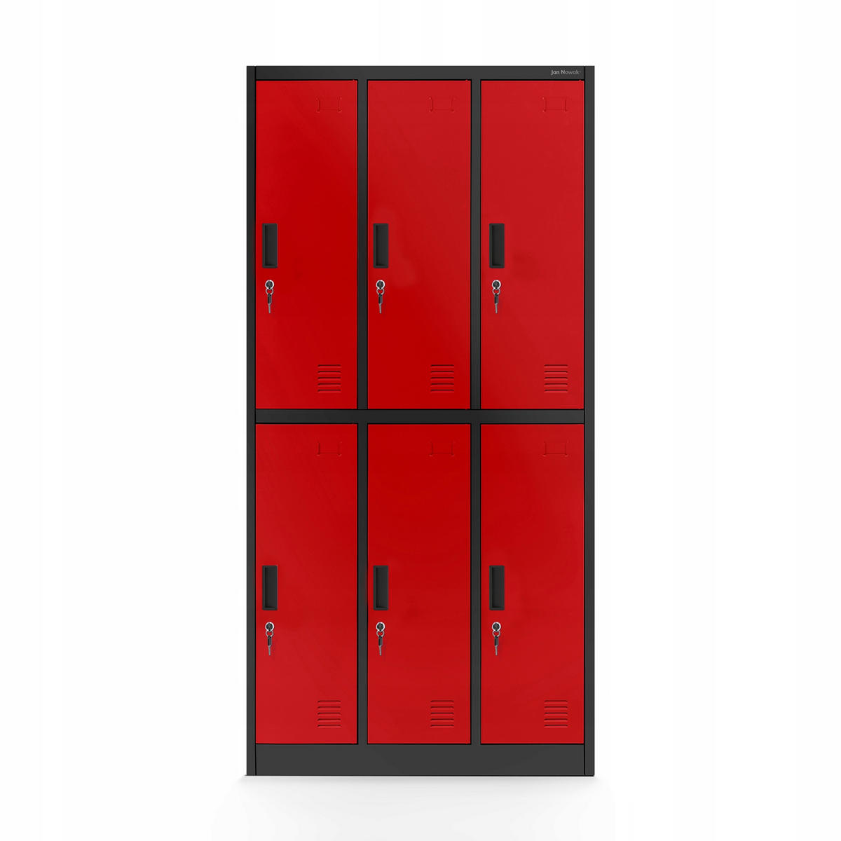 SCHLIESSFACHSCHRANK IGOR - Anthrazit/Rot, Metall (90/185/45cm) - Jan Nowak