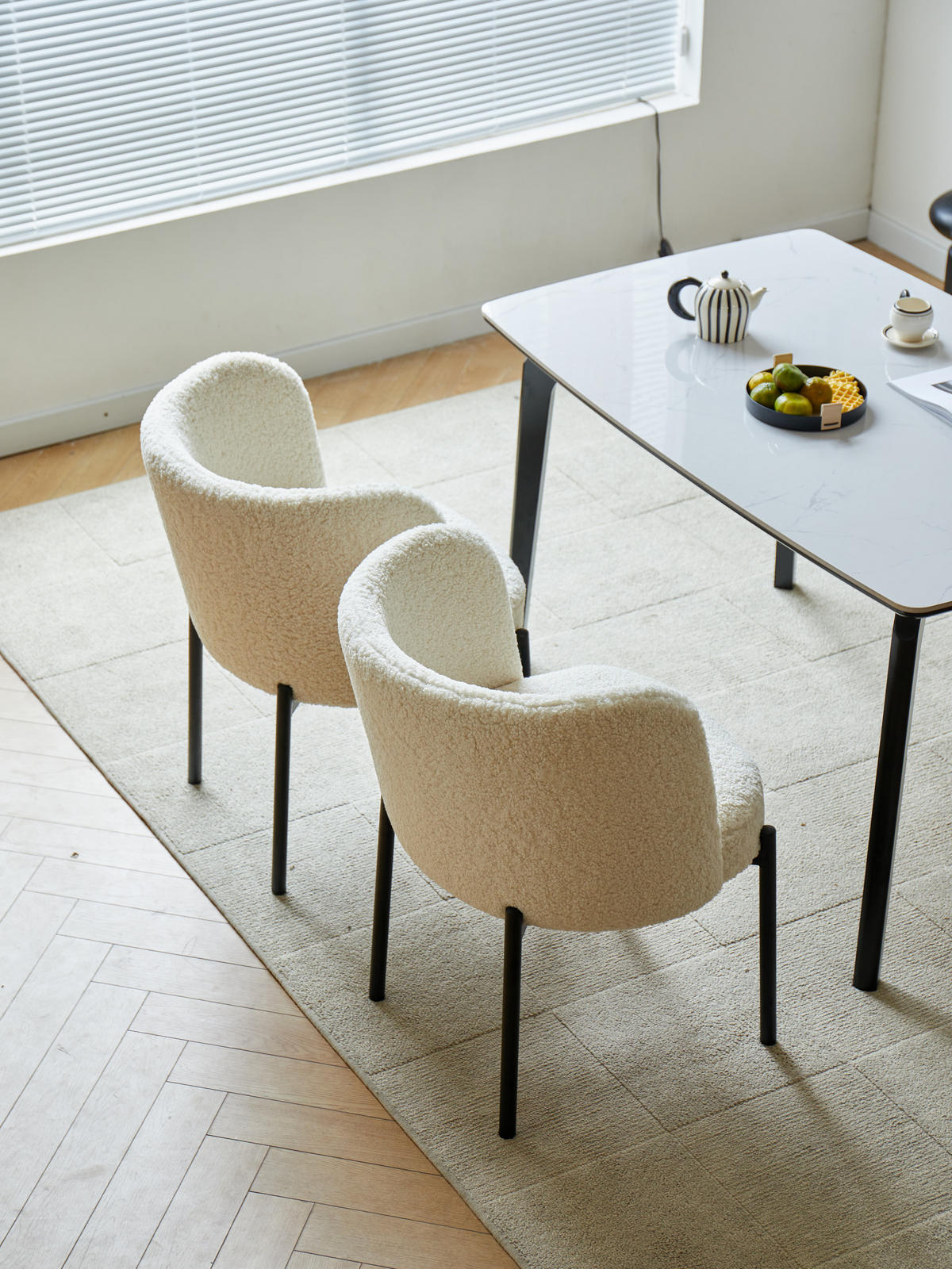 STUHL 2er-Set Wolle Weiß - Weiß, Textil (50/76/60cm) - Nordlys