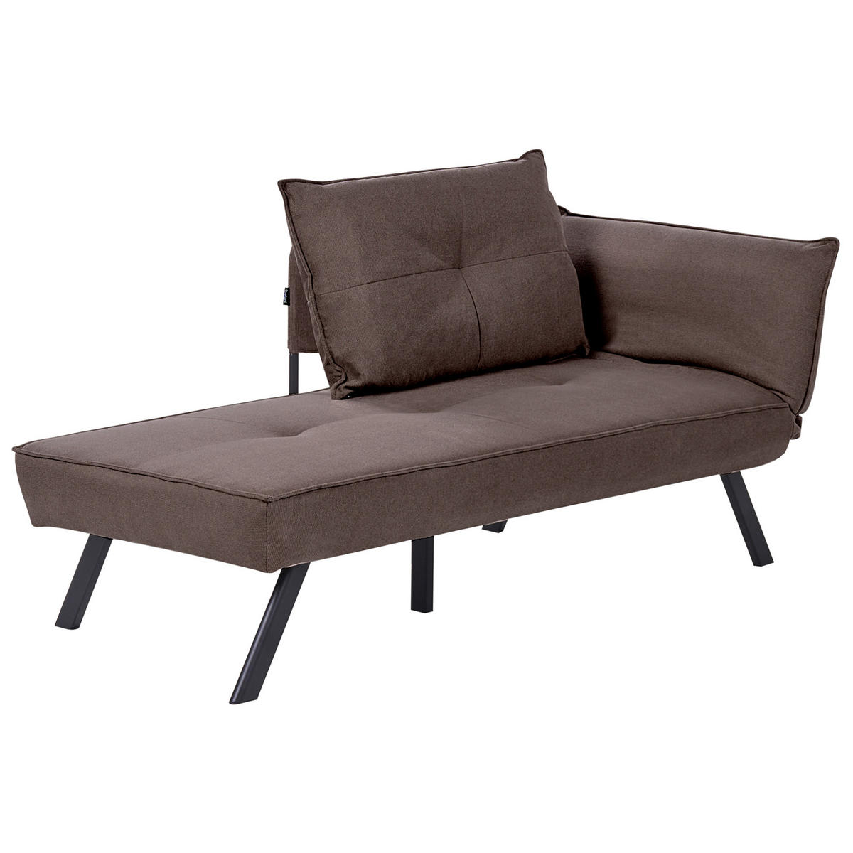 ČALOUNĚNÉ LEHÁTKO CHAISE LONGUE PRAVOSTRANNÉ Látka Hnědé Rocamadour - černá/hnědá, textil (150/83/72cm) - Beliani