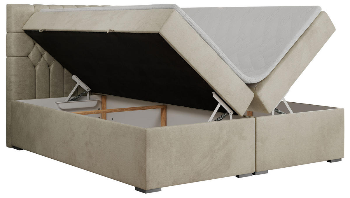 BOXBETT PERA 200/200 Beige Velvet - H3 - Beige, Holz/Textil (200/200cm) - MKS