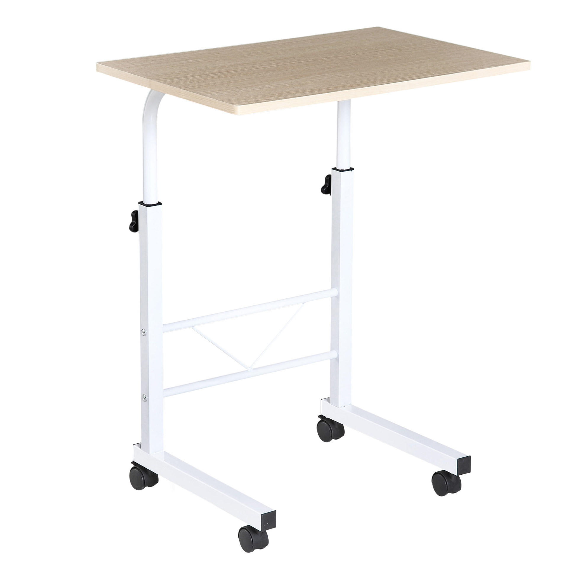 BEISTELLTISCH höhenverstellbar 60/40/68-78 cm mit Rollen in Ahorn-Optik - Ahornfarben, Metall (60/40/78cm) - BEAOK