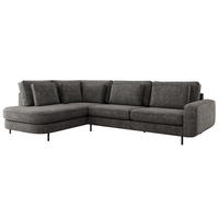 ROHOVÁ SEDAČKA CALENO L - Šedá hladký senil - Pravá Strana - černá/tmavě šedá, kov/textil (317/225cm) - MKS