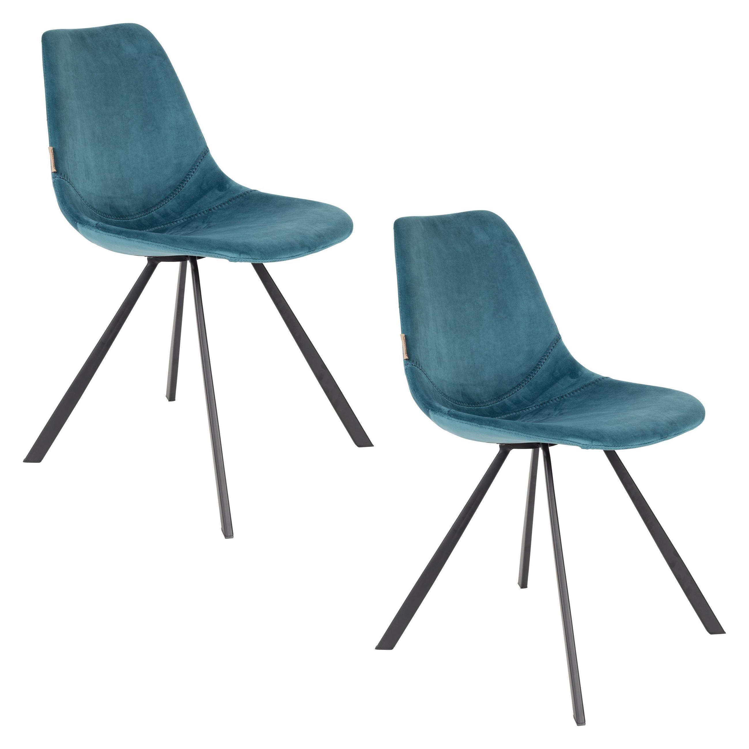 ESSZIMMERSTUHL Franky Blauw - 2 er Set - Blau, Textil (46/83/56cm) - Dutchbone