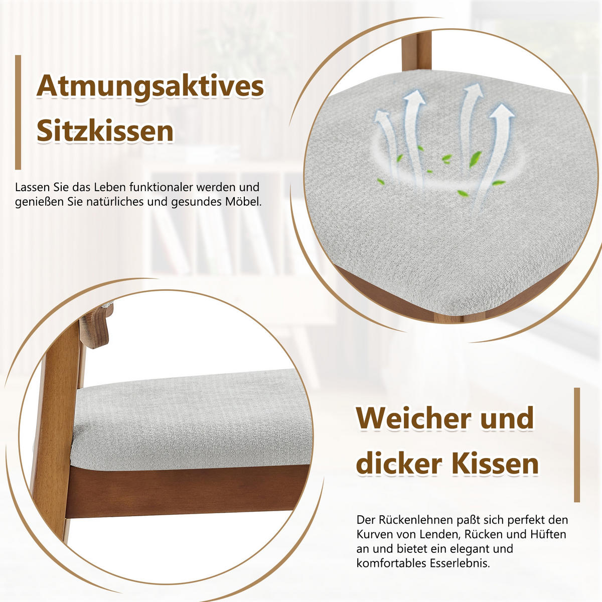 STUHL-SET DE-36734 2 Stück mit Schmetterlingsrückenlehne Grau - Grau, Holzwerkstoff (43/87.5/51cm) - ComfortXL