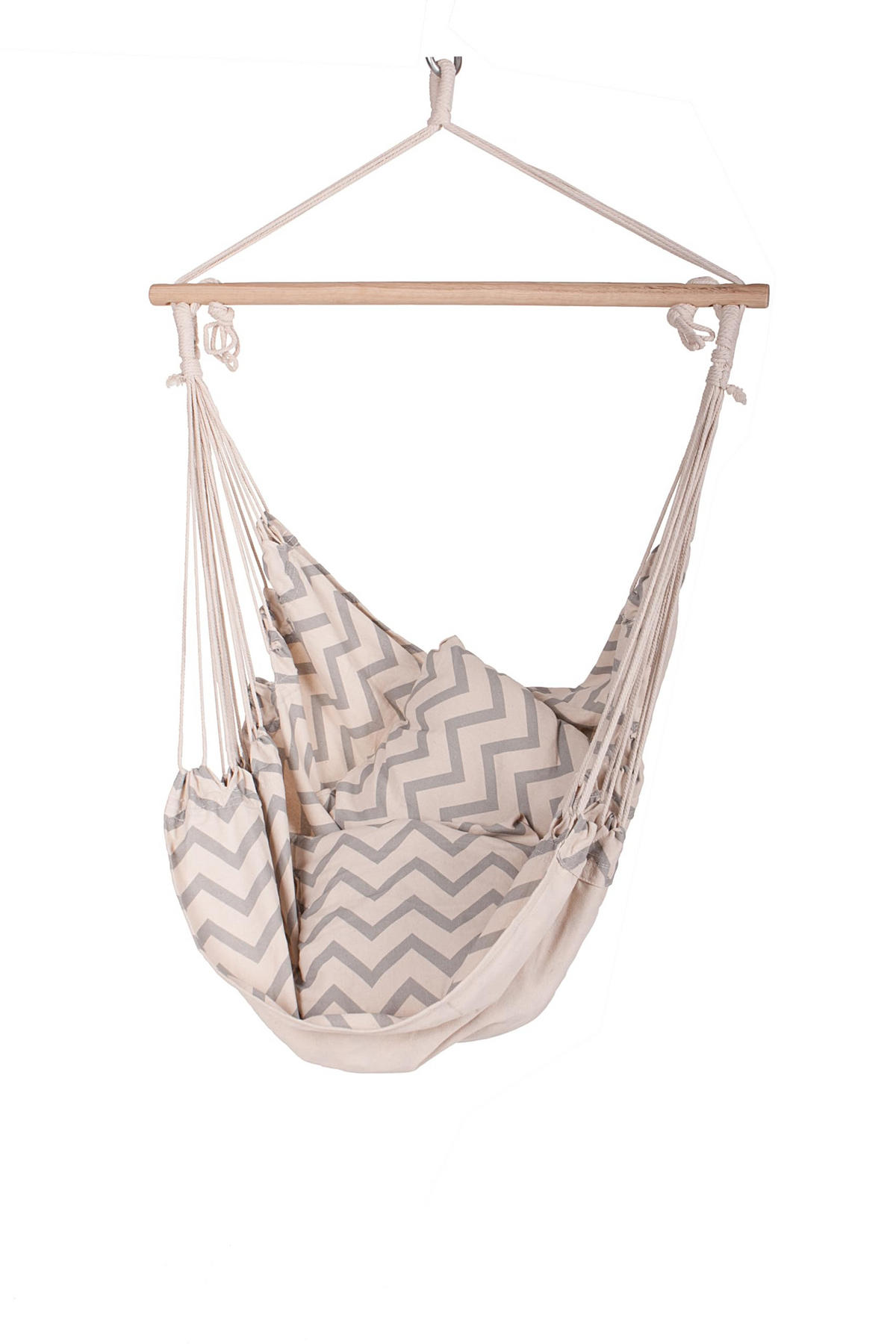 HÄNGESESSEL Mainz mit 2 Kissen Beige Hängesitz - Beige, Holz (90/120/65cm) - DELUKE