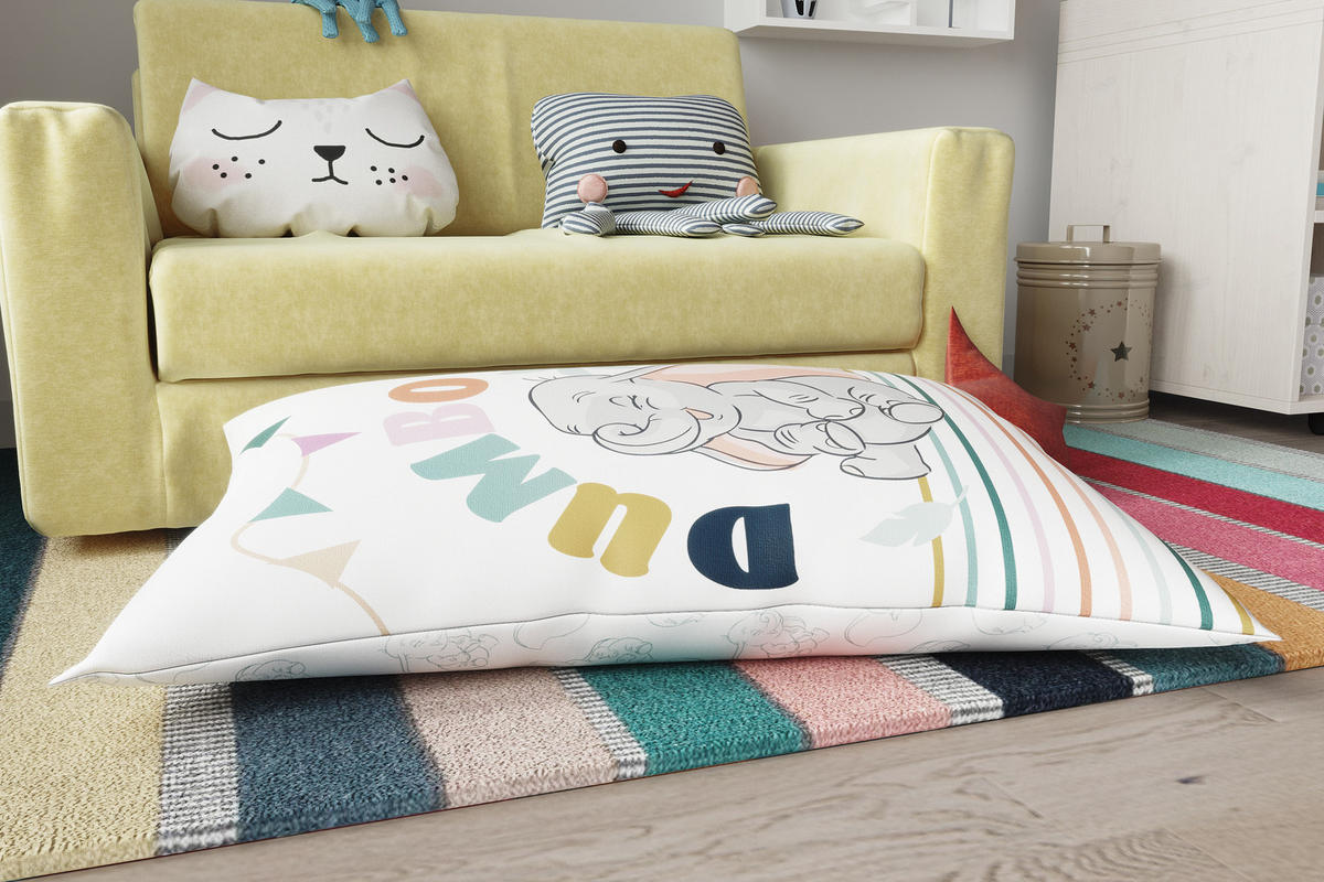 KINDER-SITZSACK - Dumbo - Multicolor/Weiß, Textil (100/25/135cm) - Green Bean