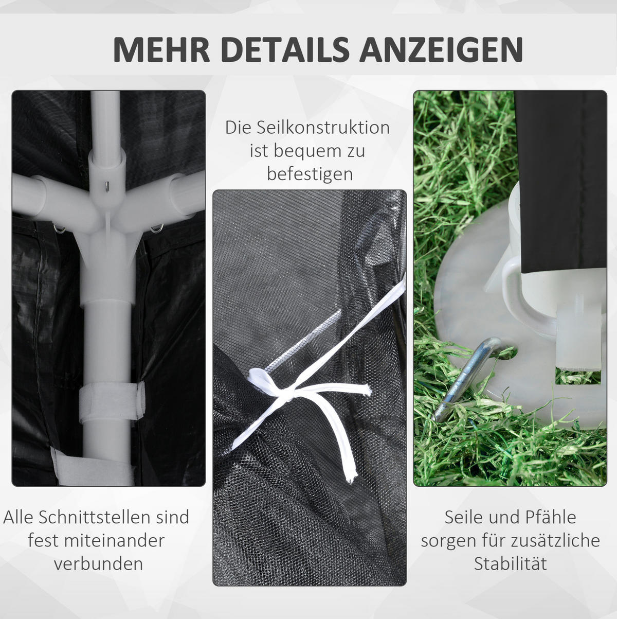 PAVILLON 395/295/255 cm dunkelgrau aus Metall mit PE-Dach und Moskitonetzen - Dunkelgrau, Metall (295/255/395cm) - OKWISH