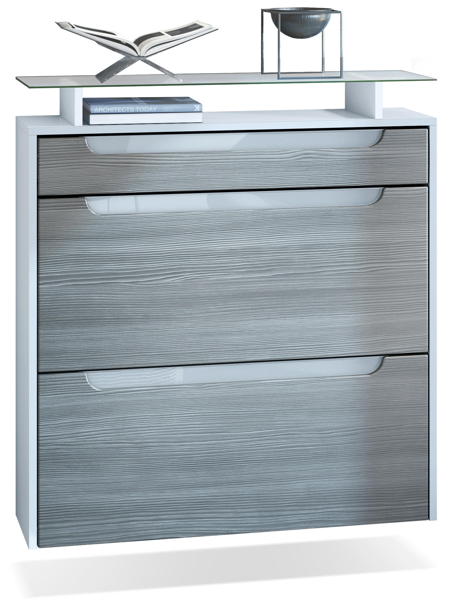 Vladon Schuhschrank Anthrazit, Weiß 89x96x23 cm