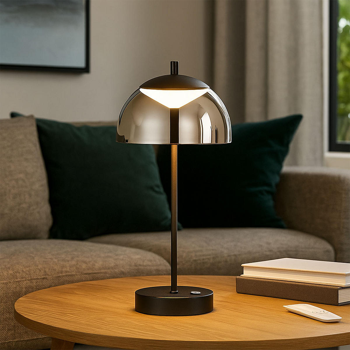 LED TISCHLEUCHTE Riva Rauchgrau 2er Set - Grau, Glas (18/18/35cm)