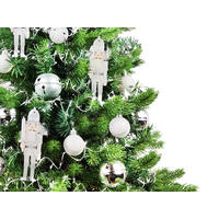 WEIHNACHTSBAUM künstlicher 60 cm mit LED-Beleuchtung, SILBERSOLDAT, mit 32 Weihnachtsbaumschmuck, Pflanztopf mit Jutesack - Silberfarben/Weiß, Kunststoff/Stein (40/60cm) - LAALU